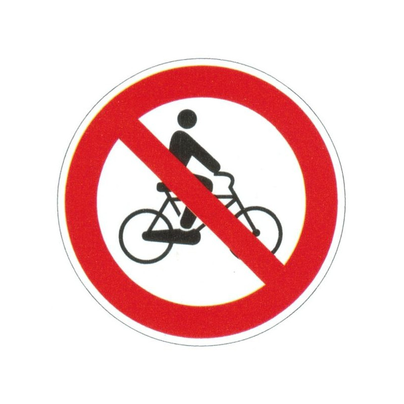 Panneau interdiction de circuler à bicyclette