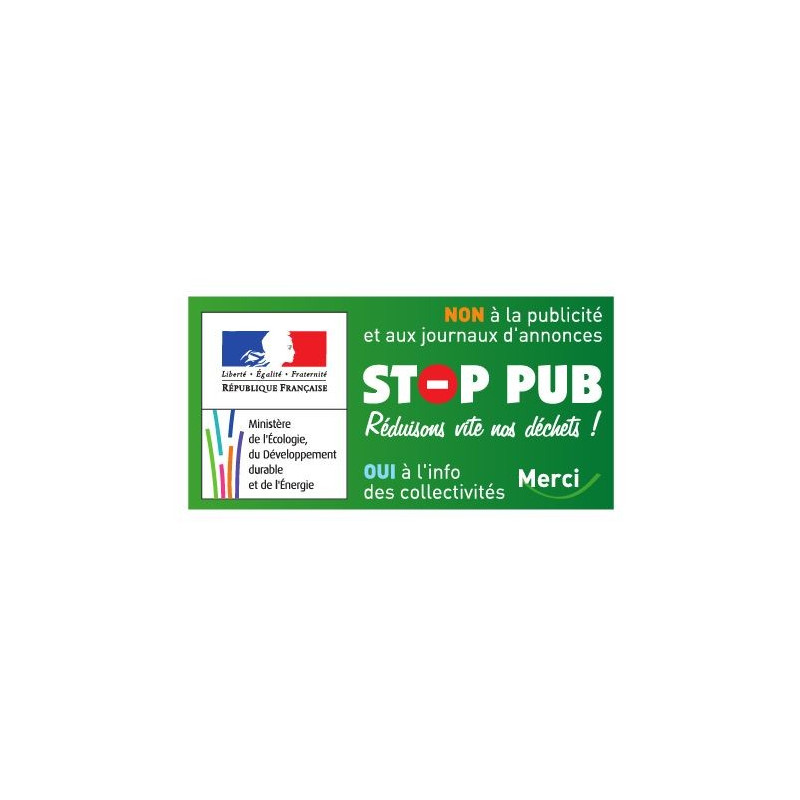 Sticker officiel Stop Pub pour boite à lettre