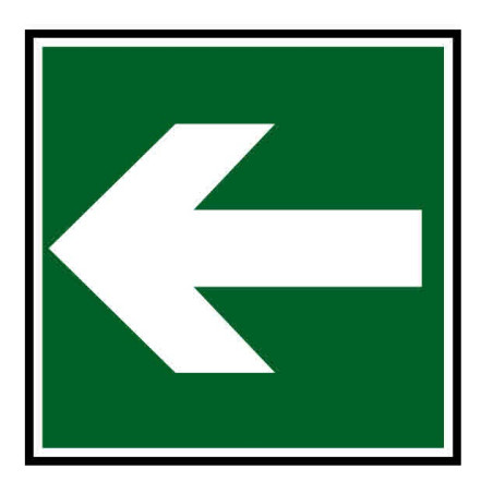 Autocollant ou panneau rigide sécurité indiquant une direction à suivre gauche